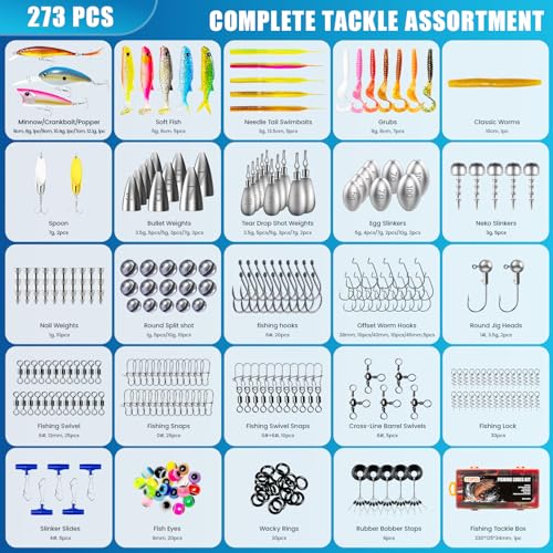Kit de Señuelos de Pesca BOGTIM, 273 Piezas, Equipo Completo para Agua Dulce y Salada miniatura 5