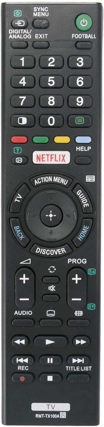 Telecomando universale di ricambio per televisori Sony, compatibile con tutti i televisori Sony (LED, LCD, plasma), ideale come telecomando di ricambio per TV con le stesse funzioni, nero (confezione