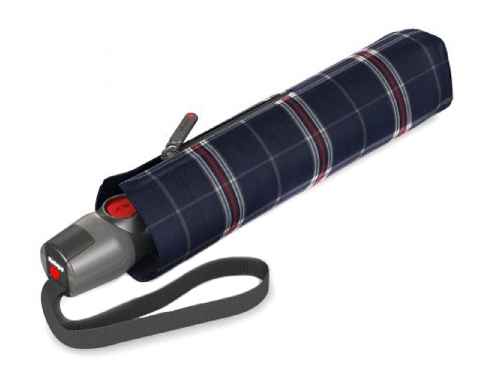 Knirps T.200 Duomatic Pocket Umbrella - Stabil und Storm Resistant - Shanghai, Check Navy, one size