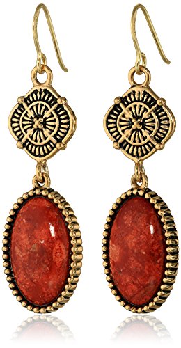 Barse "Canyon" Red Sponge Coral Drop Earrings