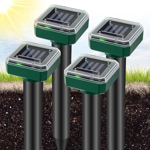 Maulwurf Vertreiber Solar, Ultraschall Maulwurfschreck für Garten & Rasen, Wasserdichter Solarbetriebener Wühlmaus Vertreiber, Schlangenabwehr für Außenbereich, Haustierfreundlich