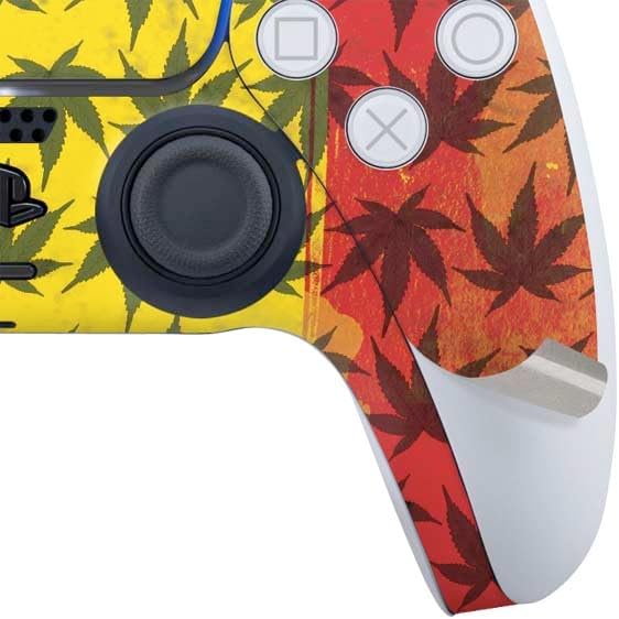 Skinit Decal Gaming Skin Compatible with PS5 Slim Digital Edition Bundle - Marijuana Rasta Pattern Design