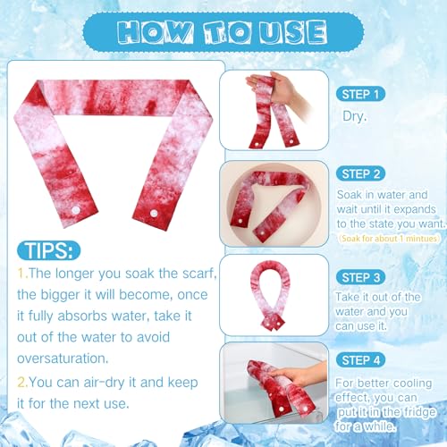 Image of Cooling Neck Wraps with Snap Button Tie Dye Ice Scarf Cooling Bandana Cooler for Summer Women Men Pet