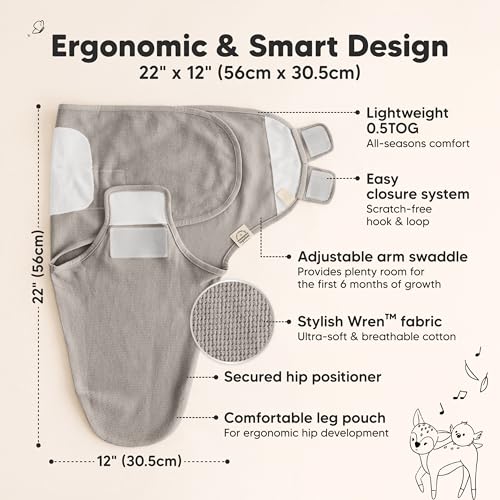 Image of 3-Pack Organic Swaddles for Newborns, Baby Swaddles 0-3 Months (Ripple) | Newborn Swaddle Sleep Sacks, Soft Cotton, Infant, Baby Swaddle Wraps, Girls, Boys, Large Hook & Loop Closure