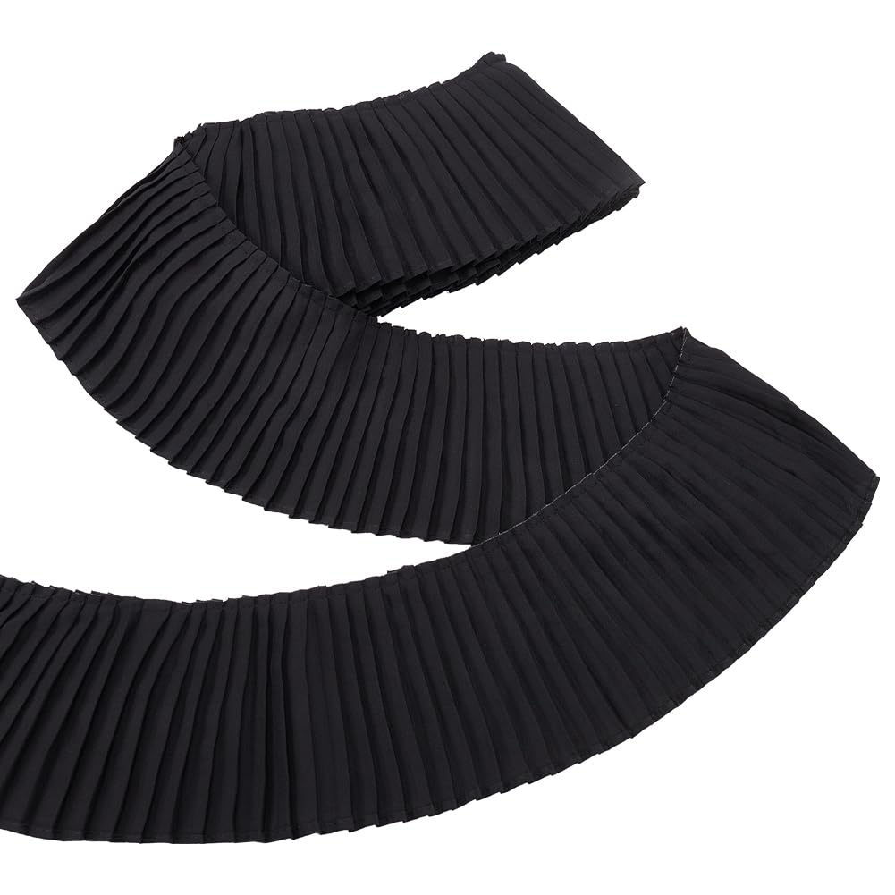3 Yards Ruban Dentelle Plissée Noire 11,2cm - Garniture Volants Pour Couture Et Décoration