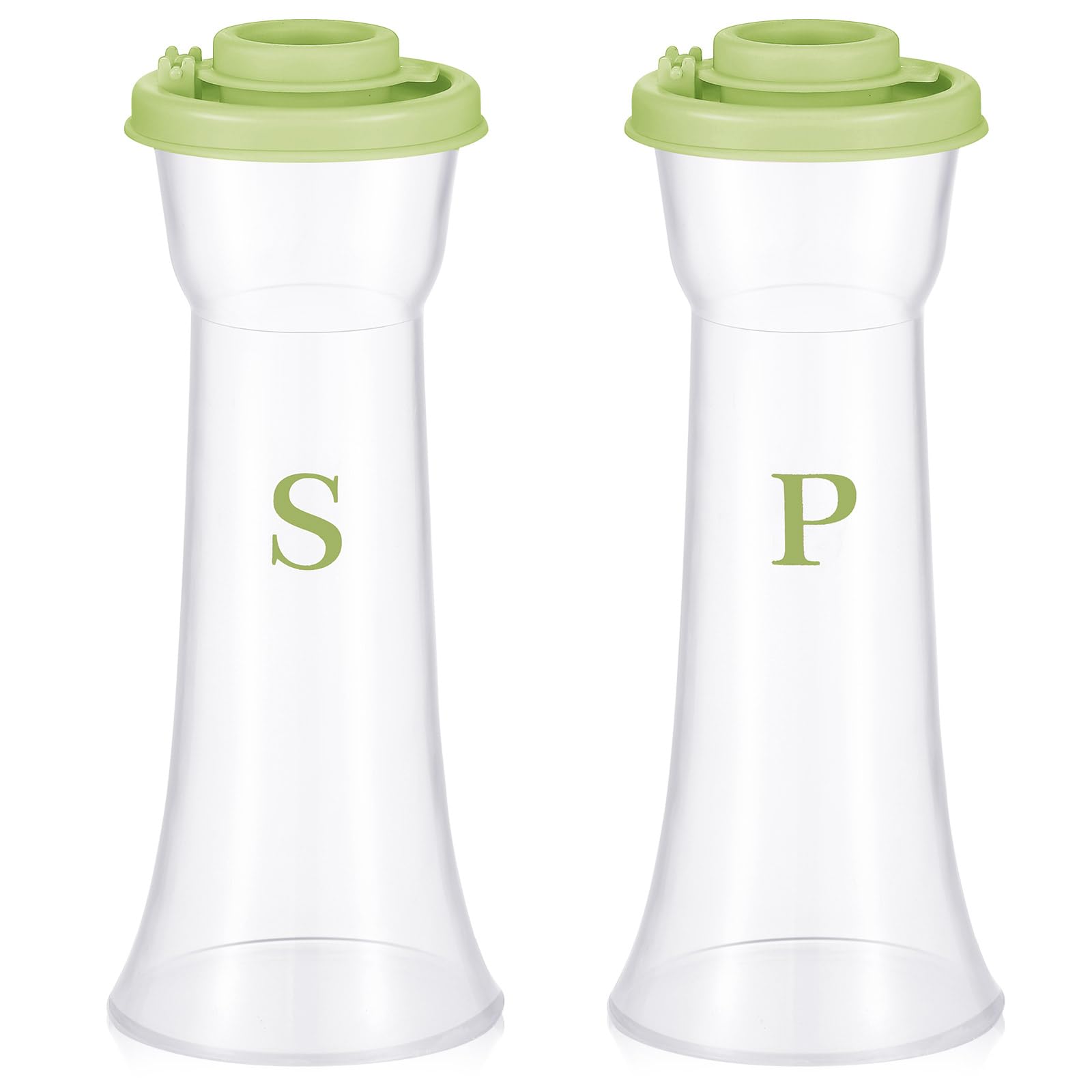 2 Pcs Plastic Salt and Pepper Shakers Set with Lid, Classic, Sage Green