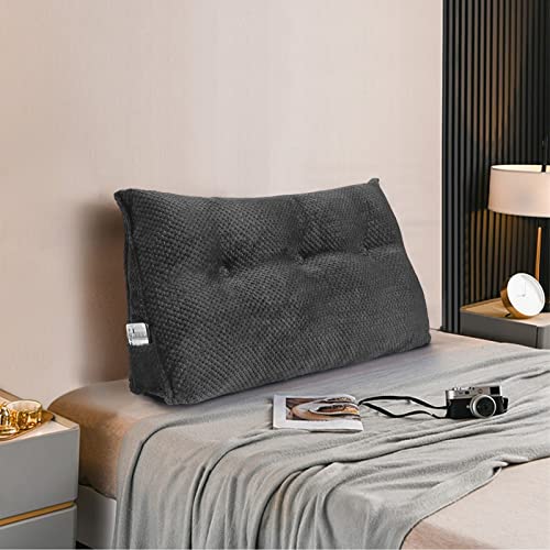 Idee-Home Triangular Headboard Pillow Day Bed Back Wege Pillow, Bolster Reading Back Rest Pillow Shredded Foam Insert Daybed Backrest Positioning Support Cushion Large With Washable Cover Twin #TOP30