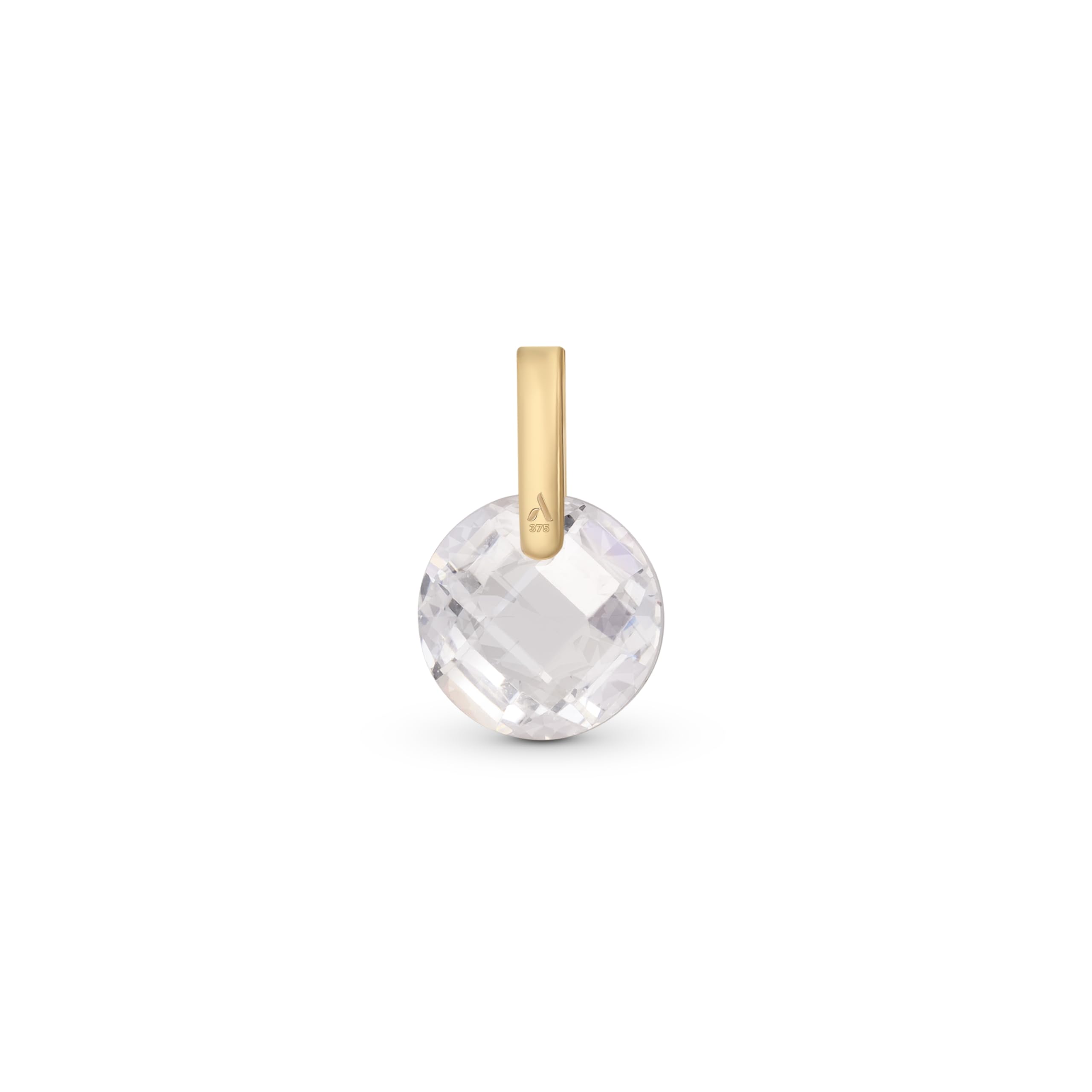 Amberta Pendentif Seuls pour Femme en Or 9 Carats avec Cristal | Pendentif en Or Jaune pour Femme | Pendentif sans Chaine