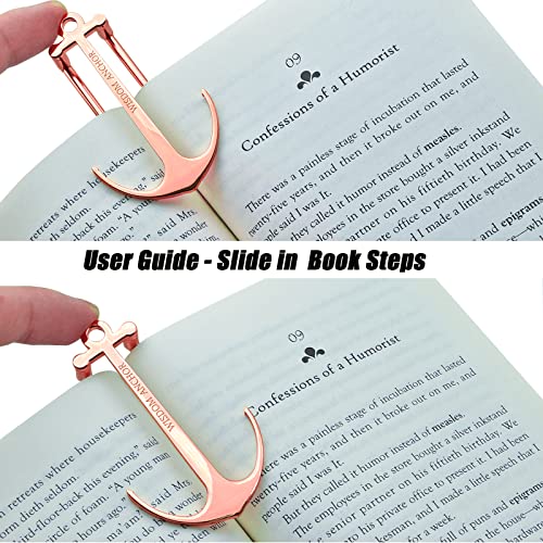 Anchor Page Holder For Hands Free Reading, Portable Keep Book Open Bookmark Clip Clamp For Men Women Teachers Students Reader Lover, Rose Gold #TOP2