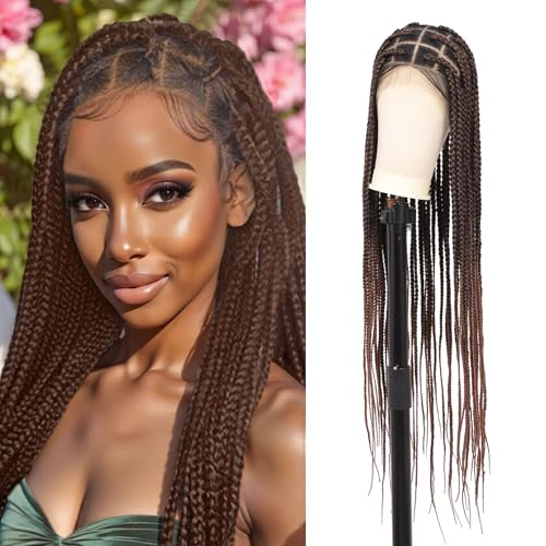 Brinbea Full Double Lace Knotless Braided Wigs for Black Women