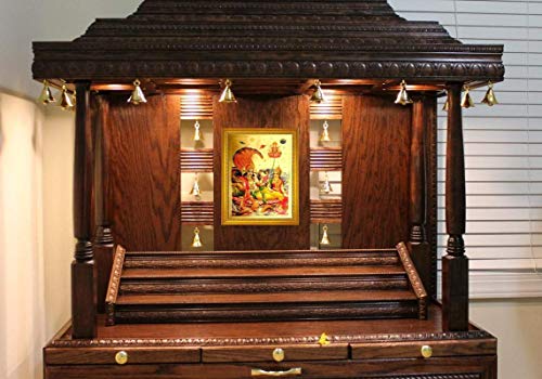 Image of ADA Handicraft Wood Vishnu Rectangular Photo Frame For Wall And Pooja /Religious Framed Painting For Worship (35 X 25) Cm, Multicolor