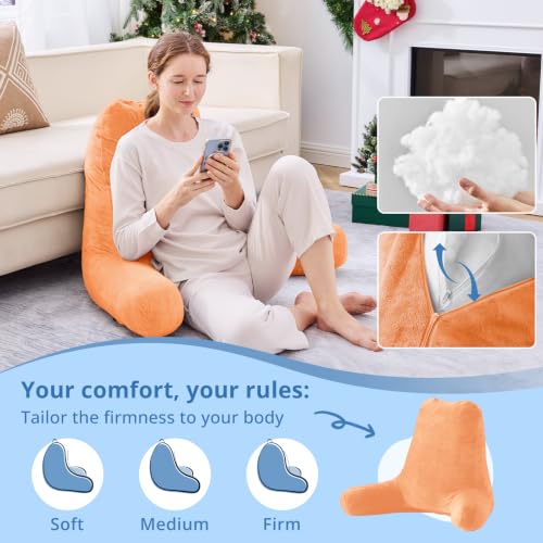 Image of Sasttie Reading Pillow for Bed, Back Pillow for Sitting Up, Orange