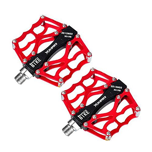 Forfar Pédales de vélo rouge VTT BMX DH Pédale de descente s pédales de plate-forme 9/16"