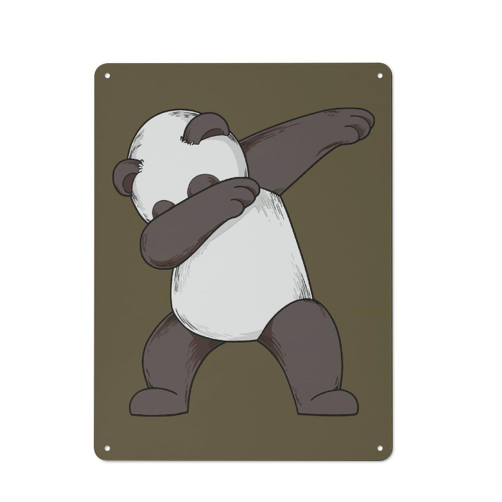 Junmoney Style-13 Dabbing Panda Cottage Style Metal Wall Decor 40X30cm, Country Metal Sign For Kitchen, Cottage, Porch Or Garden Room