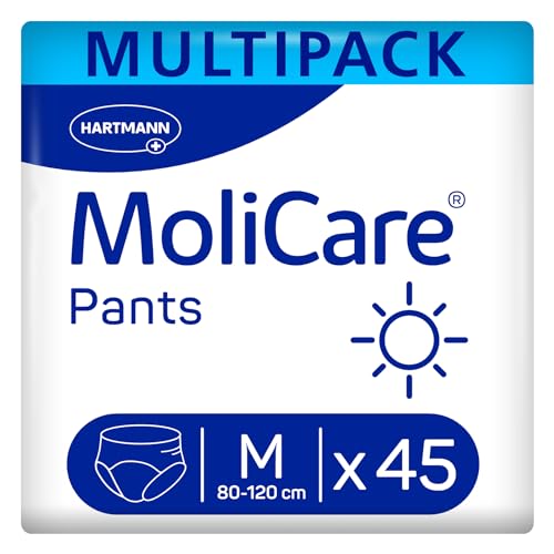 MoliCare® Pants Day - Inkontinenzhosen bei mittlerer Blasenschwäche am Tag für Frauen und Männer | zuverlässig & diskret | Größe M (80-120cm Hüftumfang), 45 Stück