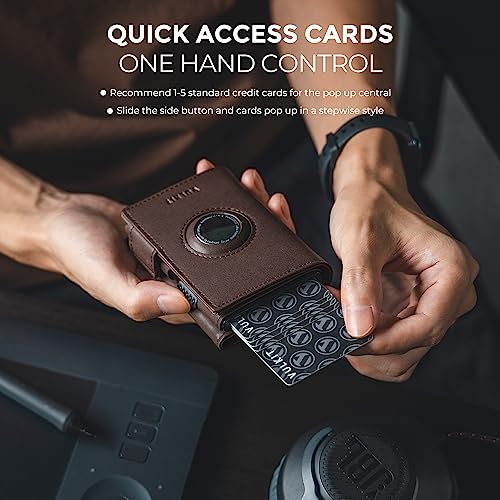 VULKIT Mens Wallet for AirTag Pop Up Wallet RFID Blocking Leather Wallet for Cash & Credit Cards Minimalist Gift for Mens (Airtag NOT Included)2