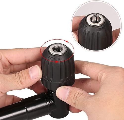 Miniatura 5 de Taladro de ángulo recto 90 grados de perforación de extensión Chuck 0.315 in eje herramienta de extensión de taladro eléctrico para espacio de