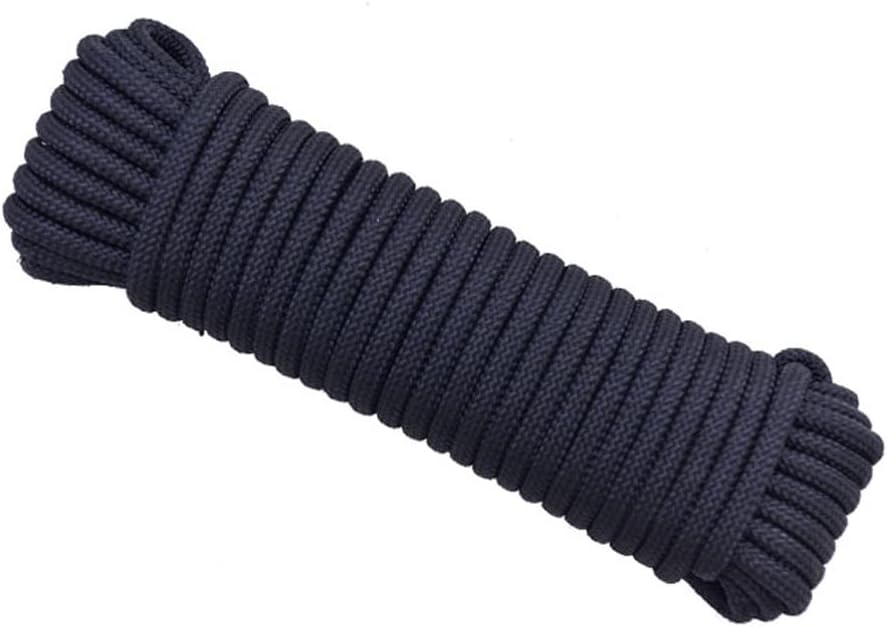 Soft nylon rope Braided Twisted Rope Durable Smooth Soft Rope Multipurpose Long Satin Rope 6mm, 8mm, 10mm durable nylon rope black (Color : 6mm, Size : 30m)