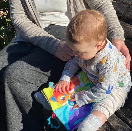 Image of Playgro Tails of The World Sensory Book - Interactive Soft Books for Babies - Explore 7 Unique Textured Animals, Crinkle Pages, and Attachable Teether Clip - Tailored for Development for 3+ Months