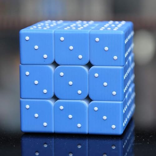 Miniatura 6 de Speed Cube 3 x 3 x 3 pulgadas, efecto de alivio 3D, rompecabezas de cubo mágico Braille, juegos IQ especiales para ciegos, 2.2 in