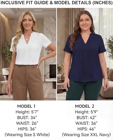 Blooming Jelly Womens Dressy Casual Blouses Short Sleeve V Neck Business Tops Ladies Trendy Fashion Summer Office Work Shirts 5