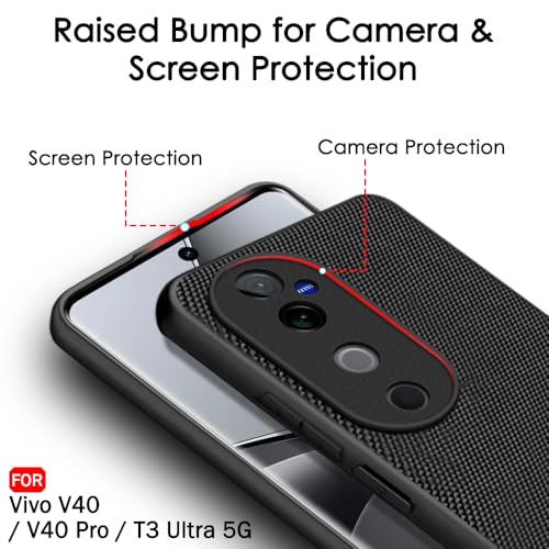 Image of TheGiftKart Back Cover Case for Vivo V40 / V40 Pro / T3 Ultra 5G | Slim & Lightweight | Ultra-Premium Design | Camera Protection Bump | Fabric Texture Case Cover (PC & TPU, Black)