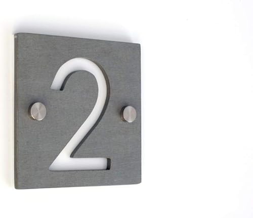 Modern House Numbers - One Number Square Concrete with White Acrylic - Contemporary Home Address - Sign Plaque - Apartment Door Number