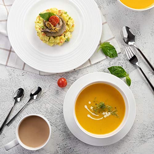 Divitis Home Infinity bone china dinnerware set - 16 piece round dinnerware set, includes soup bowls, dinner plates and salad plates - Image 4