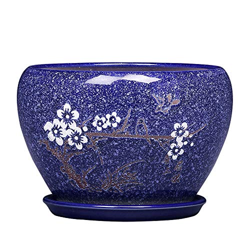 Pot à fleurs en céramique bleu pour végétaliser votre balcon extérieur