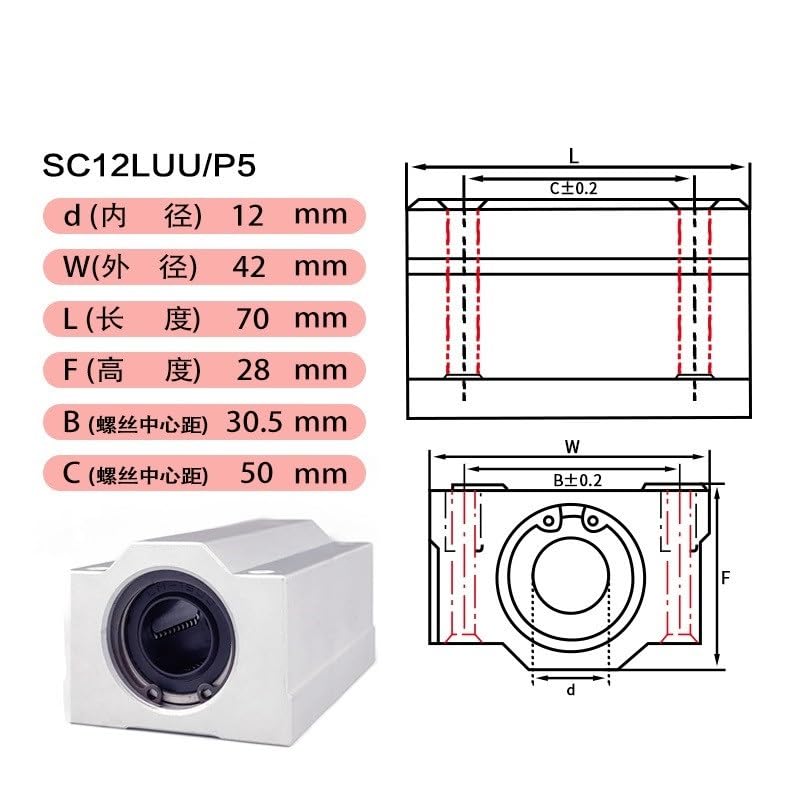 Blocs de roulements pour routeur CNC et arbre de guidage SC12LUU