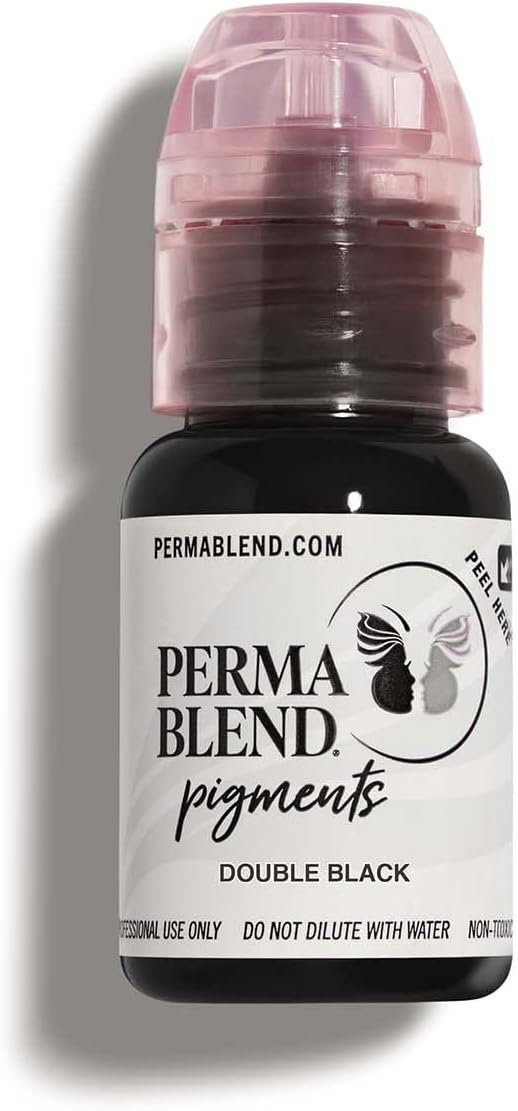 Perma Blend Microblading Ink for Permanent Eyeliner - Professional Tattoo Inks - Dark Carbon Based Black Tattoo Ink Makeup - Vegan (0.5 oz) (1 Pack) Double Black