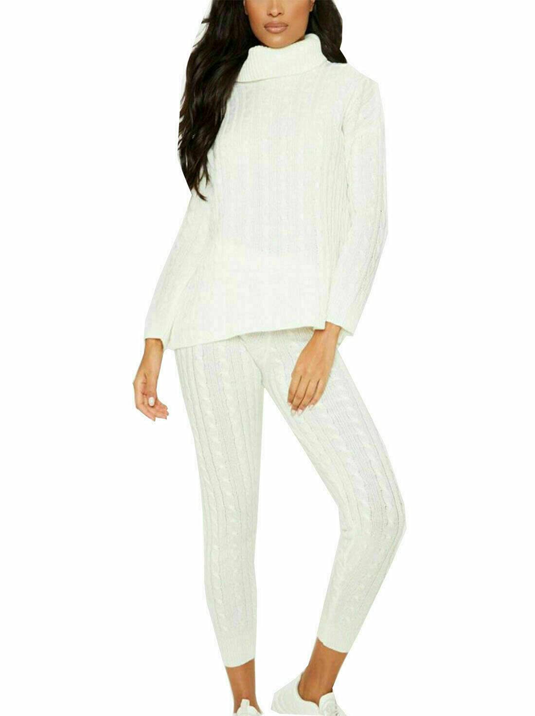 Ensemble de survêtement 2 pièces en tricot torsadé anti-froid pour femme active - 5