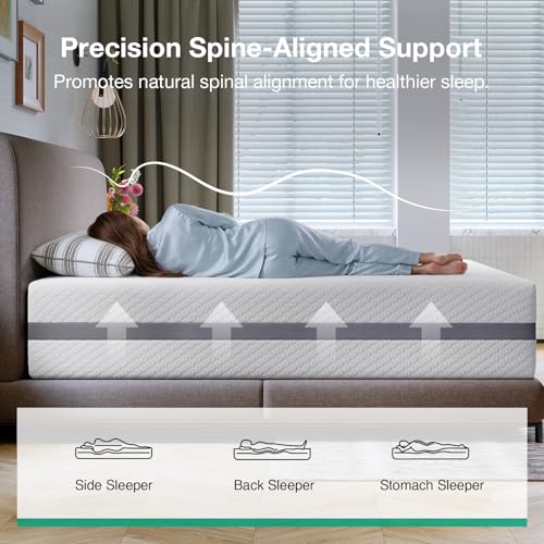 Image of Novilla King Mattress, 14 Inch King Size Mattress with Upgraded Dual-Support for Spinal Alignment & Pressure Relief, NanoGEL Memory Foam Mattresses, Cooling & Breathable, Ideal for Master Bedrooms