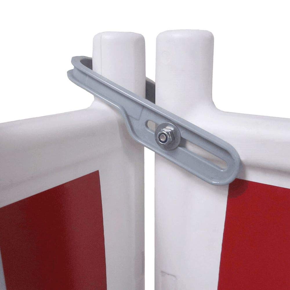 Absperr-Set, 2 m EURO1 Schrankenzaun, Fußplatten + 5 Blitzleuchten Gelb + ZTV-SA aus Kunststoff, Art.-Nr. 608008 | Schrankenzaun | Absperrschranke | Absperrzaun
