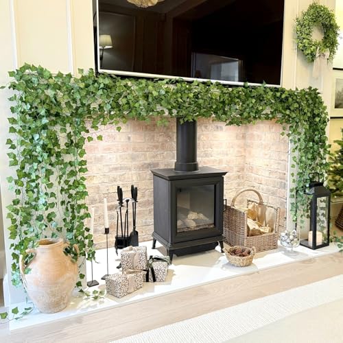 CQURE 12 Pack 84Ft Artificial Ivy Garland, Fake Vines UV Resistant Greenery Leaves Fake Plants Hanging Aesthetic Vines for Home Bedroom Party Garden Wall Room Decor