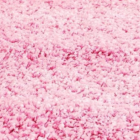 Image of Premium Antiskid Shaggy Carpet /Rug Plain Fur Rectangular Rugs,Soft Microfiber for Bedroom,Living Room,Kids Room,Hall etc (Pink, 5X5 FEET Round)