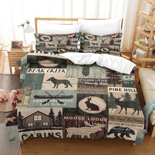 Parure de lit 135x200 chalet rustique en microfibre douce