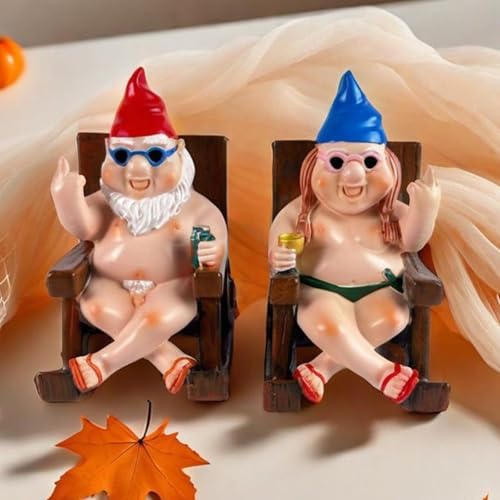 SepApr88 Gartenzwerge, lustige, freche nackte Zwerge, Figuren im...