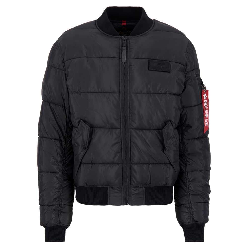 Alpha Industries Men's Black Ma-1 Puffer Bomber Jacket For