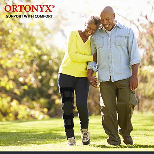 ORTONYX Hinged Adjustable Knee ROM Brace Support Stabilizer Immobilizer - One Size Fits Most - Black - Thumbnail 6
