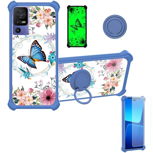 Jitterbug Smart4 Case Compatible with Jitterbug Lively Smart 4 Phone Case Cover [with Tempered Glass Screen Protector][Ring Support][Luminous Effect] YGL-LHD