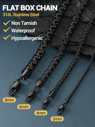 Image of PROSTEEL Stainless Steel Flat Box Link Chain Necklace for Men