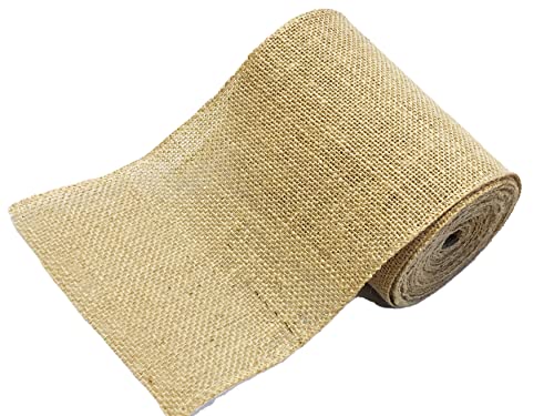 Burlap Jute Ribbon 5 inch x 30 feet tight weave and finish edges | Jute- Burlap Roll of 10 Yards Eco-Friendly, Natural Ribbon Rolls (Natural, 5 Inch 10 Yards)