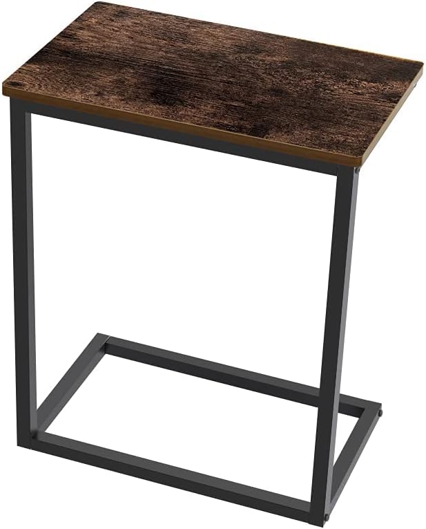 AZL1 Life Concept Living Room and Small Spaces C, Sofa Side End Table with Wood Finish and Metal Frame, 21.7inches, Rustic Brown