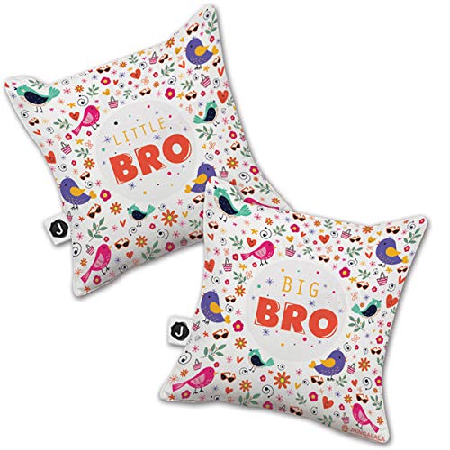 JhingalalaJhingalala Gift for Brother Combo | Big Bro - Little Bro Printed Cushions with Filler, Combo Gifts Pack for Brother in Law, Brother for Birthday, Anniversary and Raksha Bandhan
