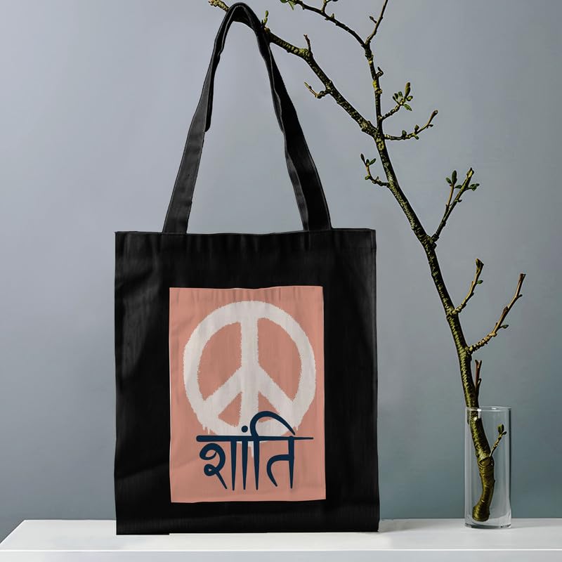 Image of Canvas Tote Bag for Women | Heavy Duty 15kg Capacity | Printed Shopping & Travel Bag with Zip