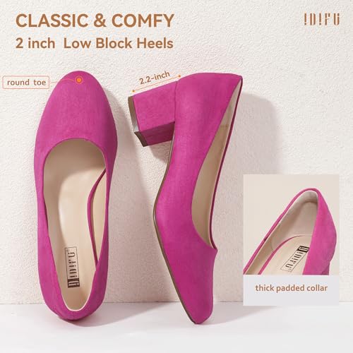 IDIFU IN2 Women's Pumps Low Chunky Block Closed Toe Heels Comfortable Short Dress Shoes for Women Ladies Flight Attendant Wedding Bridal Homecoming Work Heels Dressy Formal Round Toe Pumps Shoes4