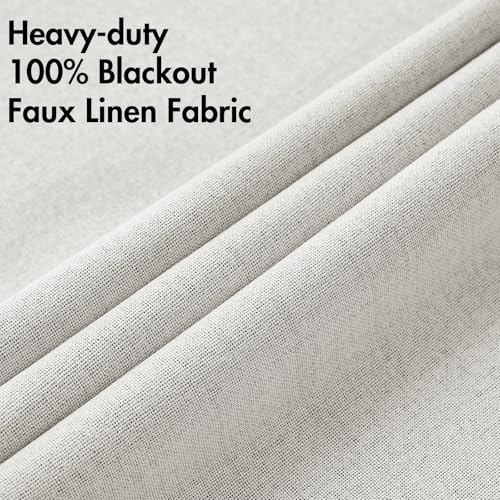 Image of MIULEE 100% Blackout Linen Textured Curtains for Bedroom Solid Thermal Insulated Light Beige Grommet Room Darkening Curtains & Drapes Luxury Decor for Living Room 52 x 84 Inch (2 Panels)
