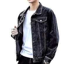 Wjnvfioo Men's Spring Autumn Casual Denim Jacket Streetwear