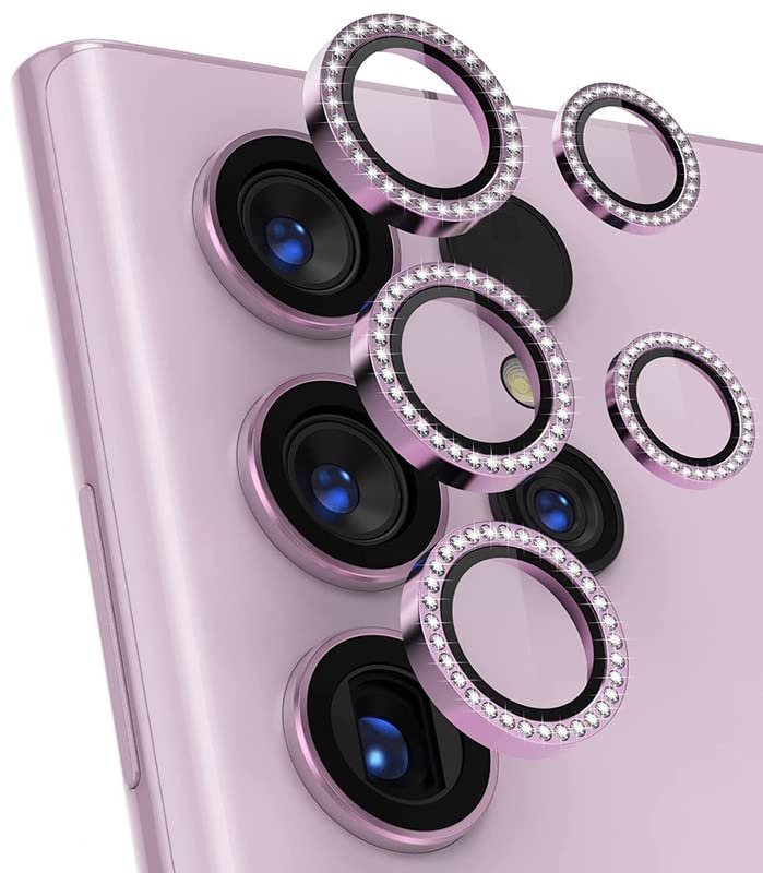 Image of 9H Camera Lens Protector Tempered Glass Compatible For Samsung Galaxy S23 Ultra [Pack Of 5] High Definition Anti-Scratch Ring Film for (Samsung Galaxy S23 Ultra, Purple Diamond)